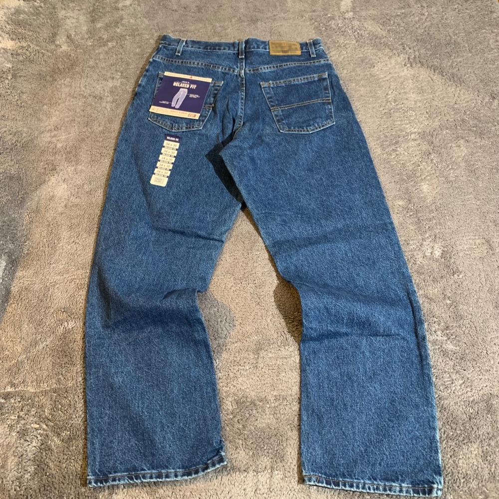 Faded Glory‎ Mens Relaxed Fit Jeans 34x30 Medium Wash Straight Leg Denim Blue